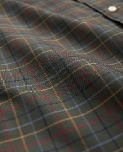 Stretch Supima® Cotton Non-Iron Twill Polo Button Down Collar, Tattersall Shirt, image 3