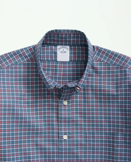Stretch Supima® Cotton Non-Iron Twill Polo Button Down Collar, Mini Checked Shirt, image 2