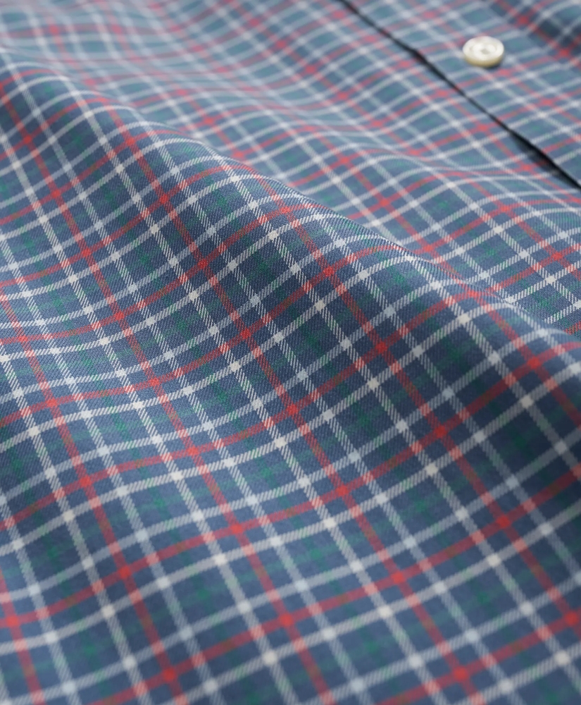 Stretch Supima® Cotton Non-Iron Twill Polo Button Down Collar, Mini Checked Shirt, image 3