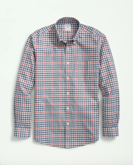 Stretch Supima® Cotton Non-Iron Twill Polo Button Down Collar, Gingham Shirt, image 1