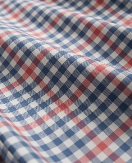 Stretch Supima® Cotton Non-Iron Twill Polo Button Down Collar, Gingham Shirt, image 3