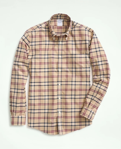 Stretch Supima® Cotton Non-Iron Twill Polo Button Down Collar, Tartan Shirt, image 1