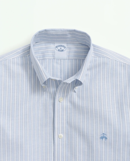 Stretch  Cotton Non-Iron Oxford Polo Button-Down Collar, Outline Striped Shirt, image 2