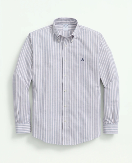 Stretch  Cotton Non-Iron Oxford Polo Button-Down Collar, Outline Striped Shirt, image 1