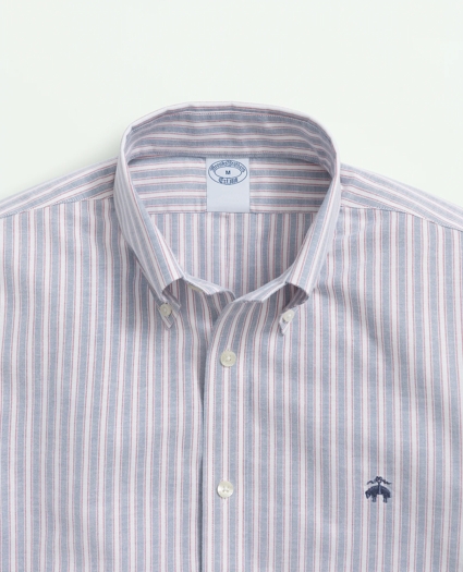 Stretch  Cotton Non-Iron Oxford Polo Button-Down Collar, Outline Striped Shirt, image 2