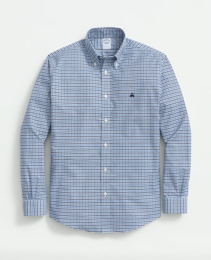 Stretch Cotton Non-Iron Oxford Polo Button-Down Collar, Mini-Graph Checked Shirt, image 1