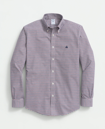 Stretch Cotton Non-Iron Oxford Polo Button-Down Collar, Mini-Graph Checked Shirt, image 1