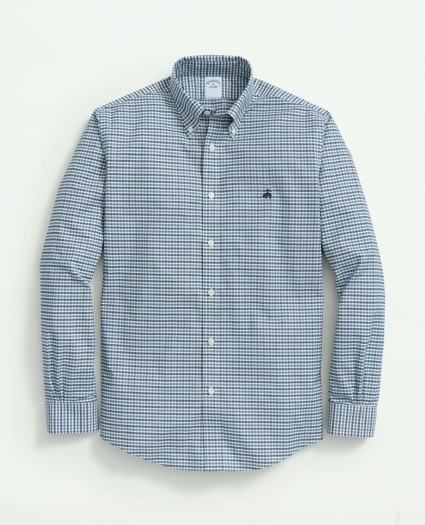 Stretch Cotton Non-Iron Oxford Polo Button-Down Collar, Mini-Graph Checked Shirt, image 1
