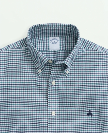 Stretch Cotton Non-Iron Oxford Polo Button-Down Collar, Mini-Graph Checked Shirt, image 2