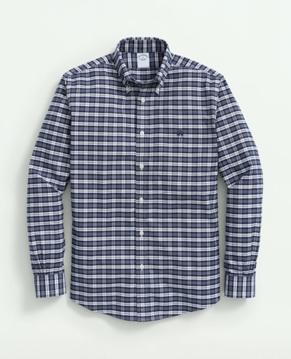 Stretch Cotton Non-Iron Oxford Polo Button-Down Collar, Tartan Shirt, image 1