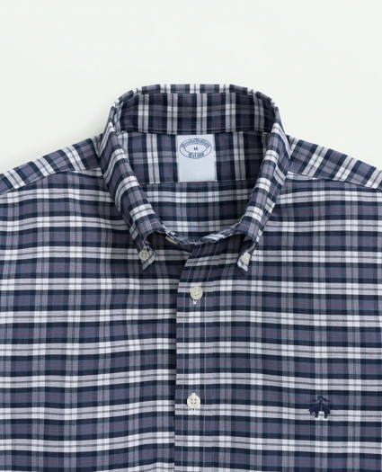 Stretch Cotton Non-Iron Oxford Polo Button-Down Collar, Tartan Shirt, image 2