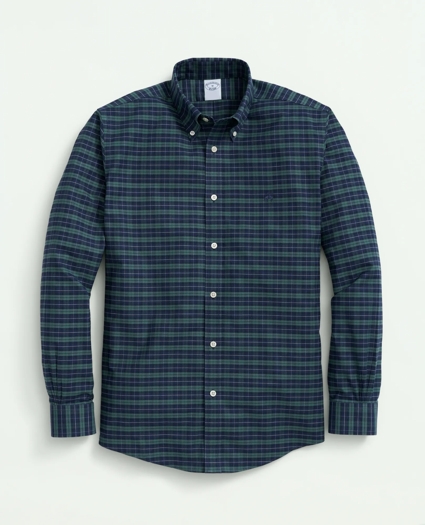 Stretch Cotton Non-Iron Oxford Polo Button-Down Collar, Tartan Shirt, image 1