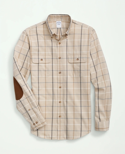 Brushed Cotton-Cashmere Checked Chest-Pocket Sport Shirt, image 1