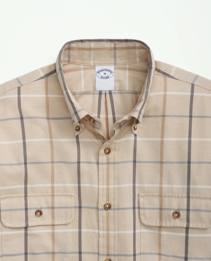Brushed Cotton-Cashmere Checked Chest-Pocket Sport Shirt, image 2