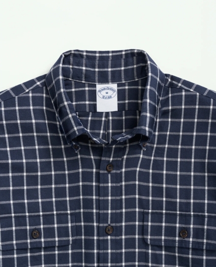 Brushed Cotton-Cashmere Checked Chest-Pocket Sport Shirt, image 3