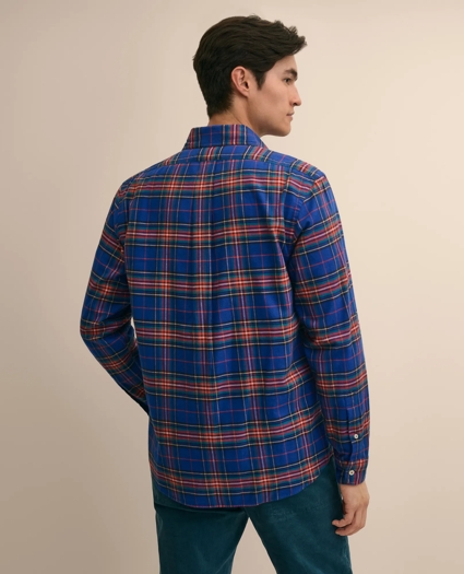 Portuguese Flannel Polo Button Down Collar, Black Watch Shirt, image 4