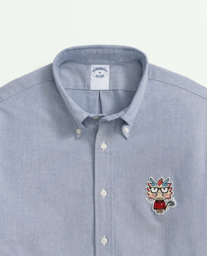 Men's Cotton Oxford Lunar New Year Chest Patch Sport Shirt, Button-Down Collar, image 2