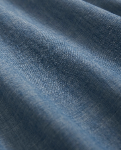 Chambray Cotton Poplin Polo Button Down Collar, Sport Shirt, image 3