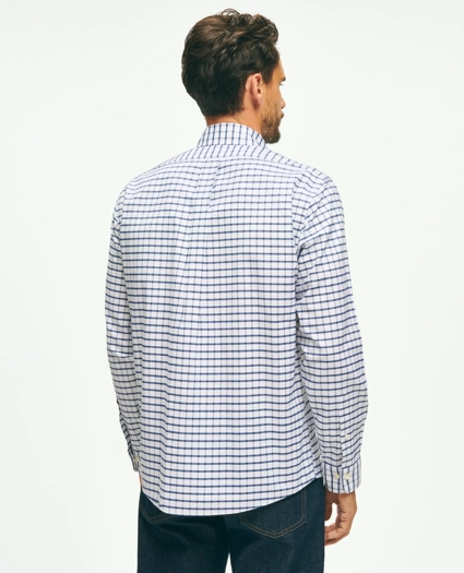 Stretch Cotton Non-Iron Oxford Polo Button Down Collar, Windowpane Shirt, image 3
