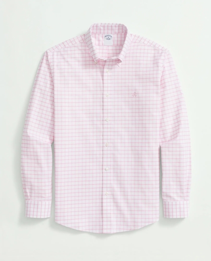 Stretch Cotton Non-Iron Oxford Polo Button Down Collar, Windowpane Shirt, image 1