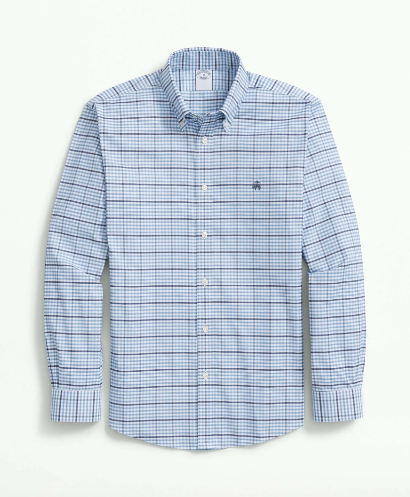 Stretch Non-Iron Oxford Polo Button-Down Collar, Gingham Shirt, image 2