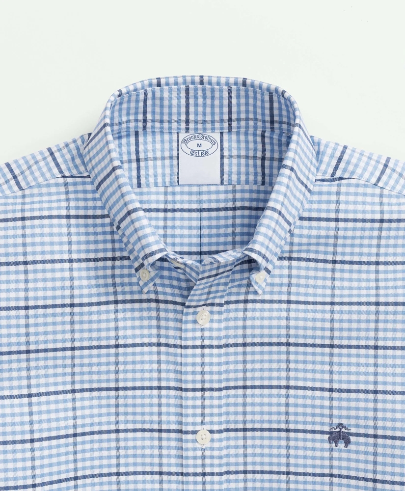 Stretch Non-Iron Oxford Polo Button-Down Collar, Gingham Shirt, image 3