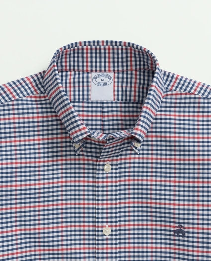 Stretch Non-Iron Oxford Polo Button-Down Collar, Gingham Shirt, image 2