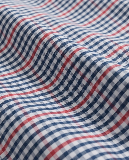 Stretch Non-Iron Oxford Polo Button-Down Collar, Gingham Shirt, image 3