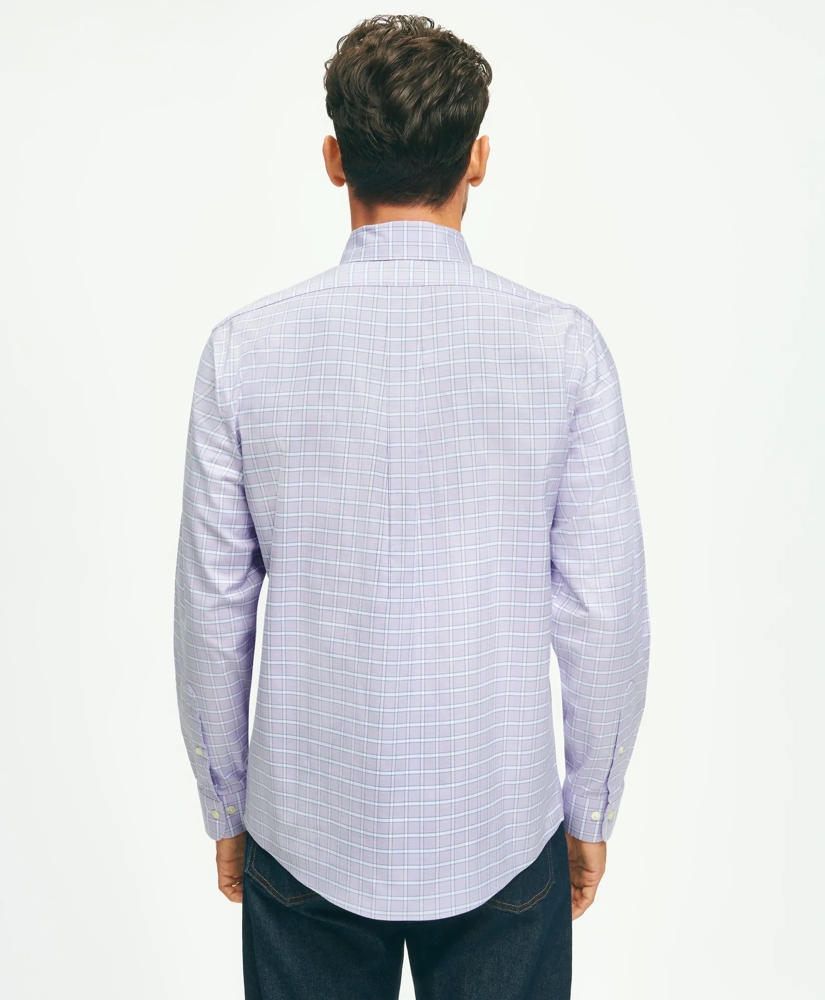 Stretch Cotton Non-Iron Oxford Polo Button Down Collar, Checked Shirt, image 2