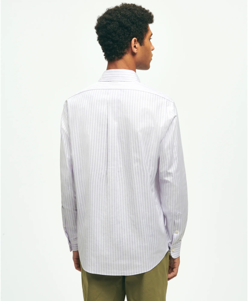 Stretch  Cotton Non-Iron Oxford Polo Button Down Collar, Striped Shirt, image 3