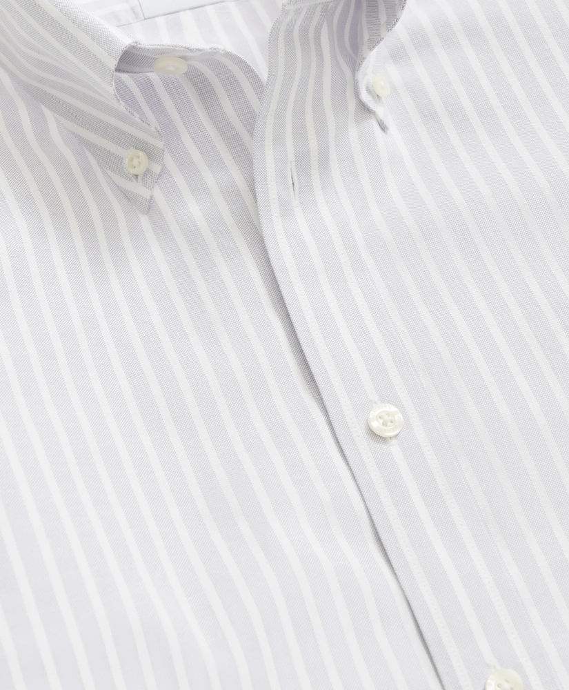 Stretch  Cotton Non-Iron Oxford Polo Button Down Collar, Striped Shirt, image 4