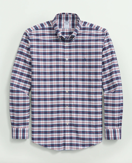 Stretch Non-Iron Oxford Polo Button-Down Collar, Checked Shirt, image 3