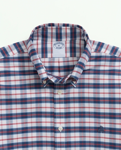 Stretch Non-Iron Oxford Polo Button-Down Collar, Checked Shirt, image 4