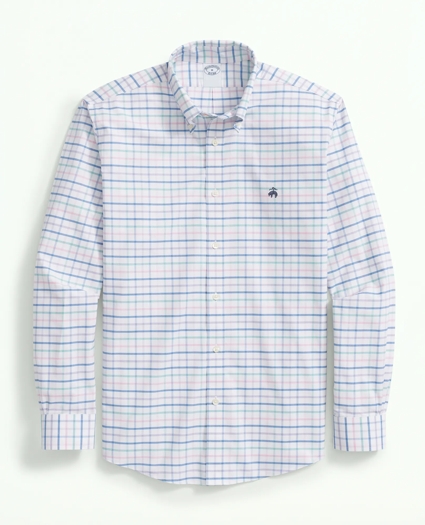 Stretch Cotton Non-Iron Oxford Polo Button Down Collar, Multi Windowpane Shirt, image 1