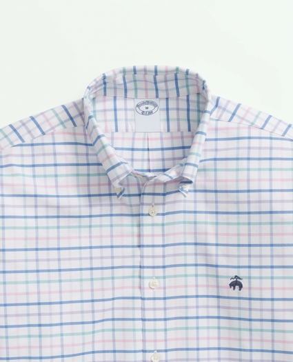 Stretch Cotton Non-Iron Oxford Polo Button Down Collar, Multi Windowpane Shirt, image 2
