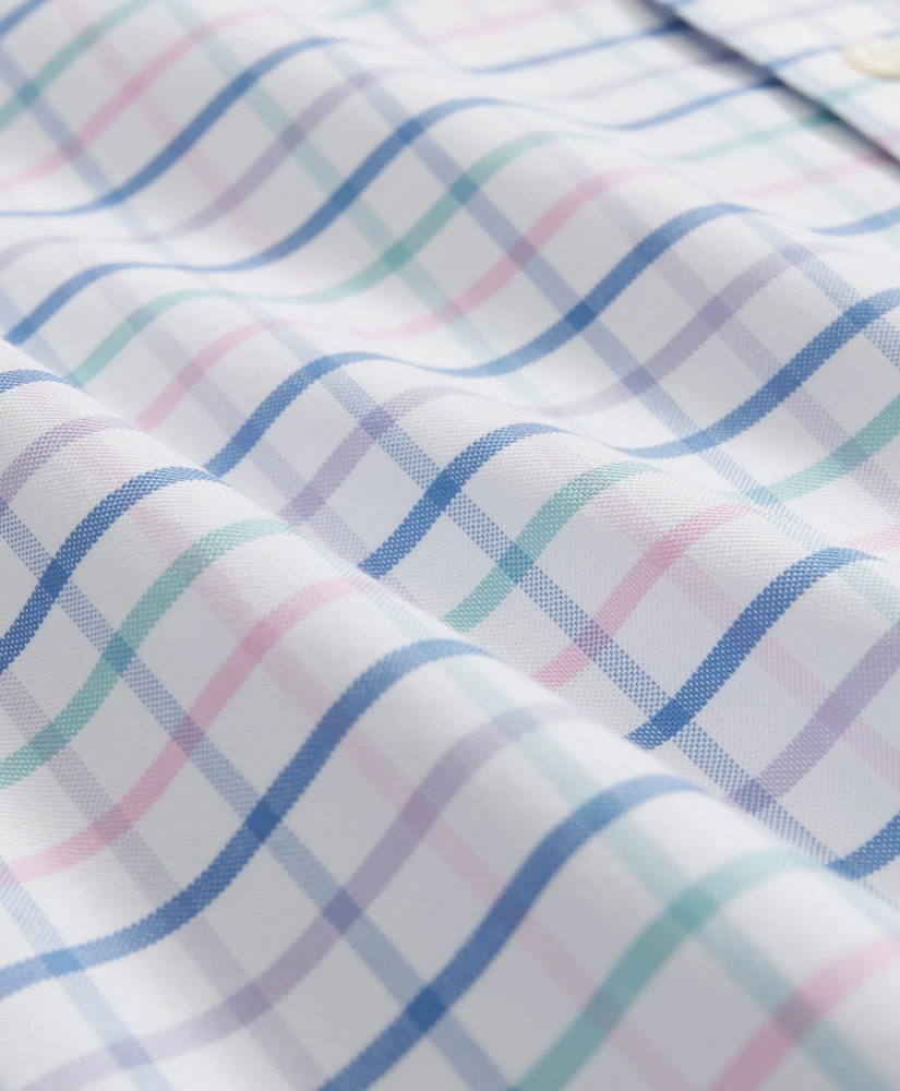 Stretch Cotton Non-Iron Oxford Polo Button Down Collar, Multi Windowpane Shirt, image 3
