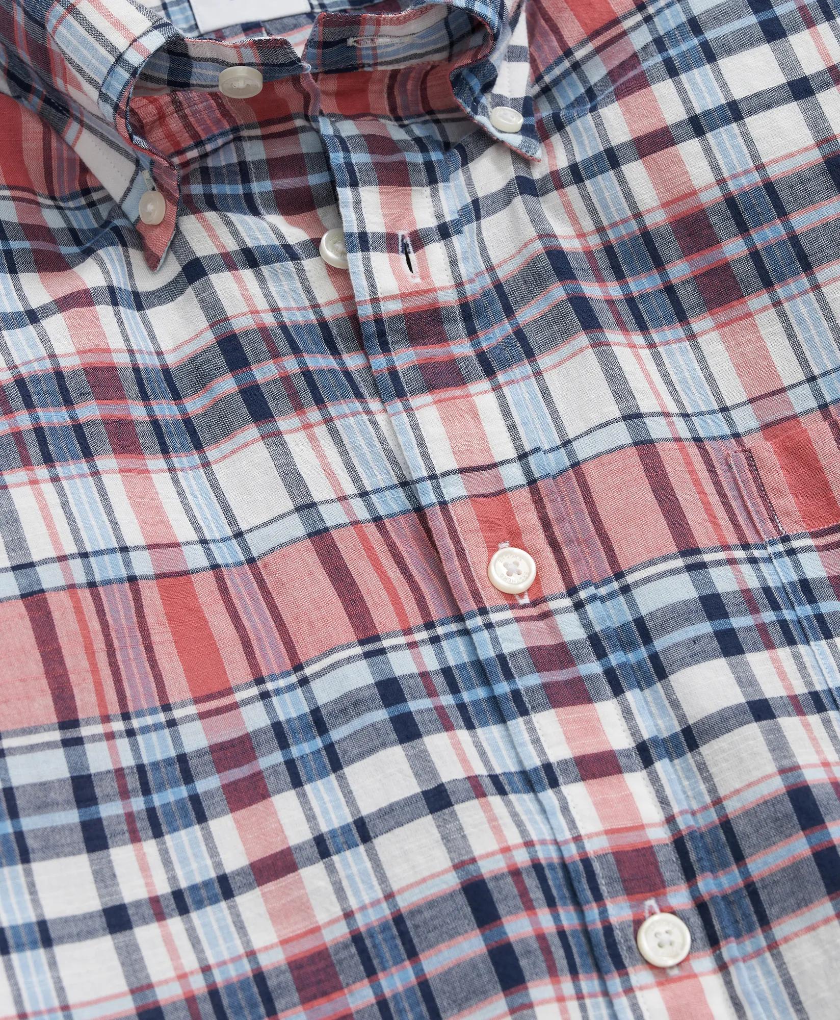 Washed Cotton Madras Button-Down Collar Sport Shirt, image 2