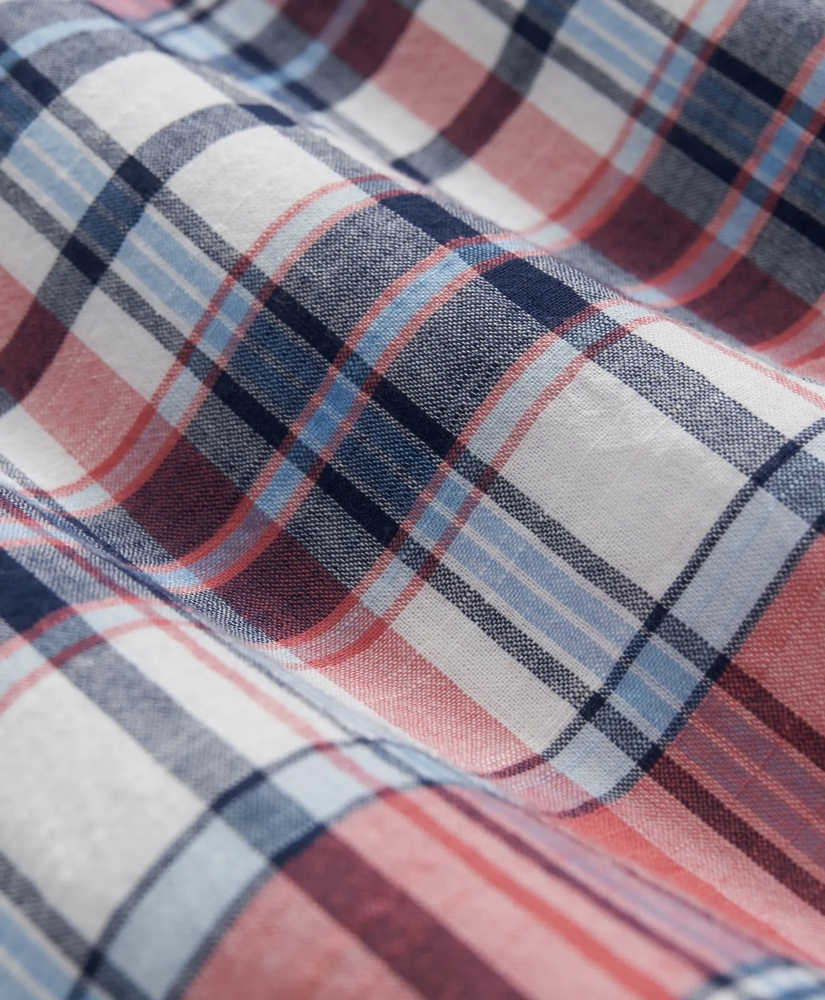 Washed Cotton Madras Button-Down Collar Sport Shirt, image 4