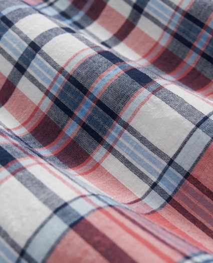 Washed Cotton Madras Button-Down Collar Sport Shirt, image 4