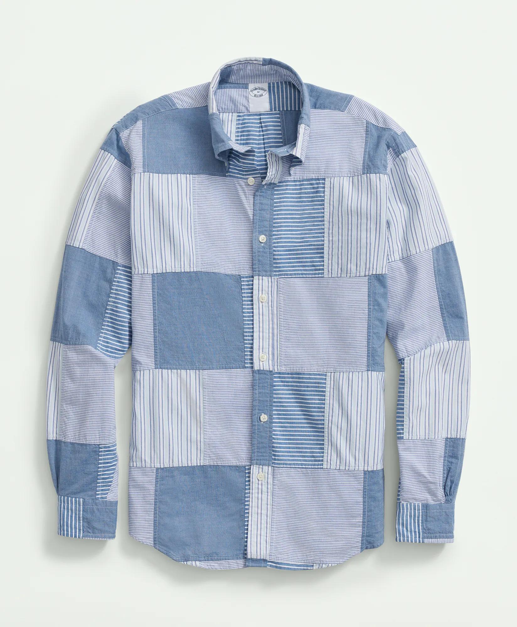 Cotton Madras Button-Down Collar Sport Shirt