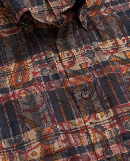 Cotton Madras Short Sleeve Button-Down Collar Sport Shirt, image 4