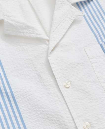 Cotton Short Sleeve Camp Collar Shirt In Seersucker Stripe, image 2