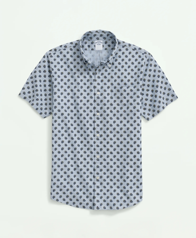 Short Sleeve Shirt In Linen-Cotton Floral Print, image 1