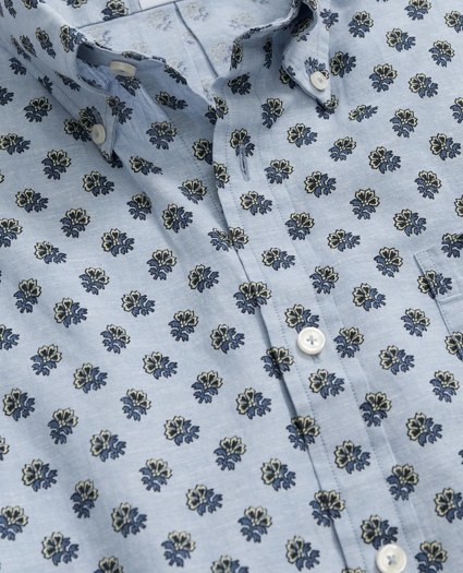 Short Sleeve Shirt In Linen-Cotton Floral Print, image 2