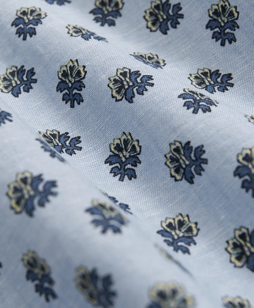 Short Sleeve Shirt In Linen-Cotton Floral Print, image 4