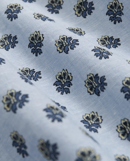 Short Sleeve Shirt In Linen-Cotton Floral Print, image 4