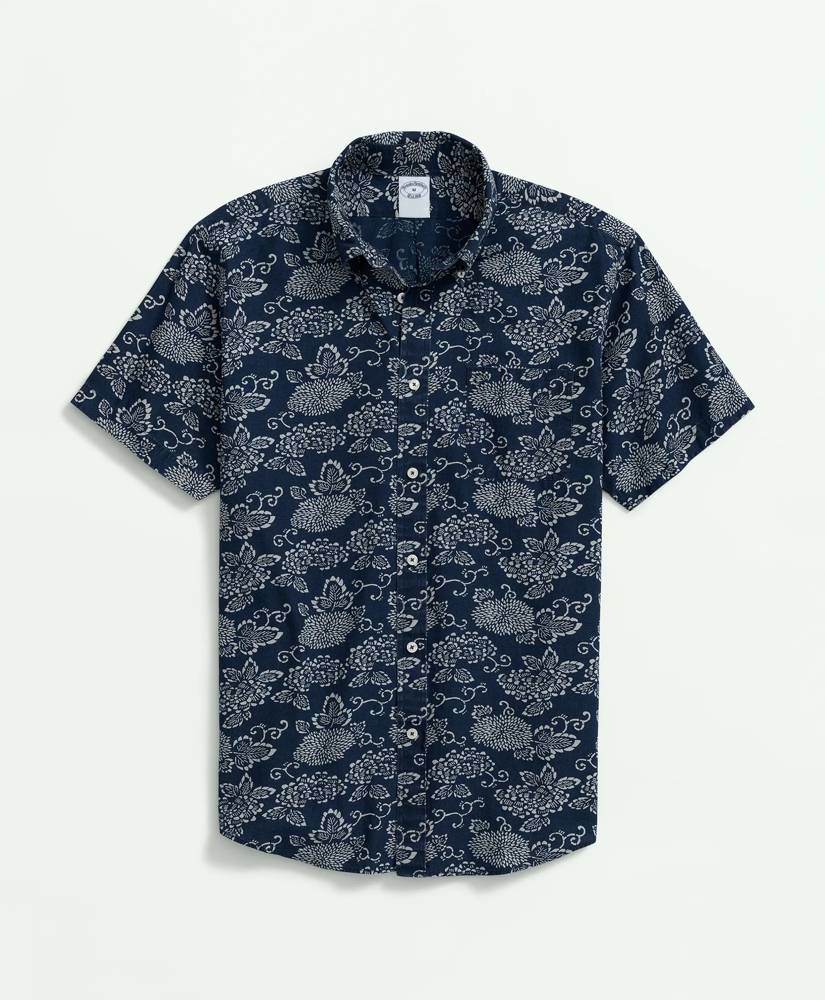 Signature Indigo Print Short Sleeve Sport Shirt in Indigo-Dyed Cotton, image 1