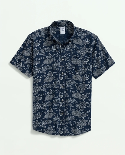 Signature Indigo Print Short Sleeve Sport Shirt in Indigo-Dyed Cotton, image 1