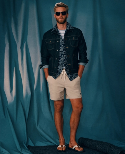 Signature Indigo Print Short Sleeve Sport Shirt in Indigo-Dyed Cotton, image 4