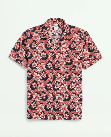 Cotton Short Sleeve Camp Collar Shirt In Voyager Print, image 1
